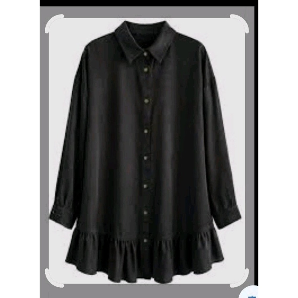 Zara Black Satin Mini Dress Ruffled Hem Long Sleeves Oversize Witchy Goth Grunge